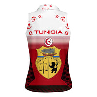 Tunisia Patriotic Women Sleeveless Polo Shirt with National Crest, Crescent Star and Country Map