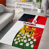 Tunisia Area Rug with Camel, Jasmine Flowers, and National Flag Design