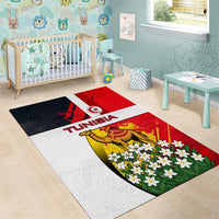 Tunisia Area Rug with Camel, Jasmine Flowers, and National Flag Design