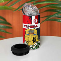 Tunisia 4 in 1 Can Cooler Tumbler with Camel, Jasmine Flowers, and National Flag Design