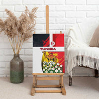 Tunisia Canvas Wall Art with Camel, Jasmine Flowers, and National Flag Design