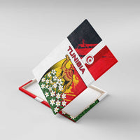 Tunisia Canvas Wall Art with Camel, Jasmine Flowers, and National Flag Design