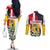 Tunisia Couples Matching Off The Shoulder Long Sleeve Dress and Long Sleeve Button Shirt with Camel, Jasmine Flowers, and National Flag Design