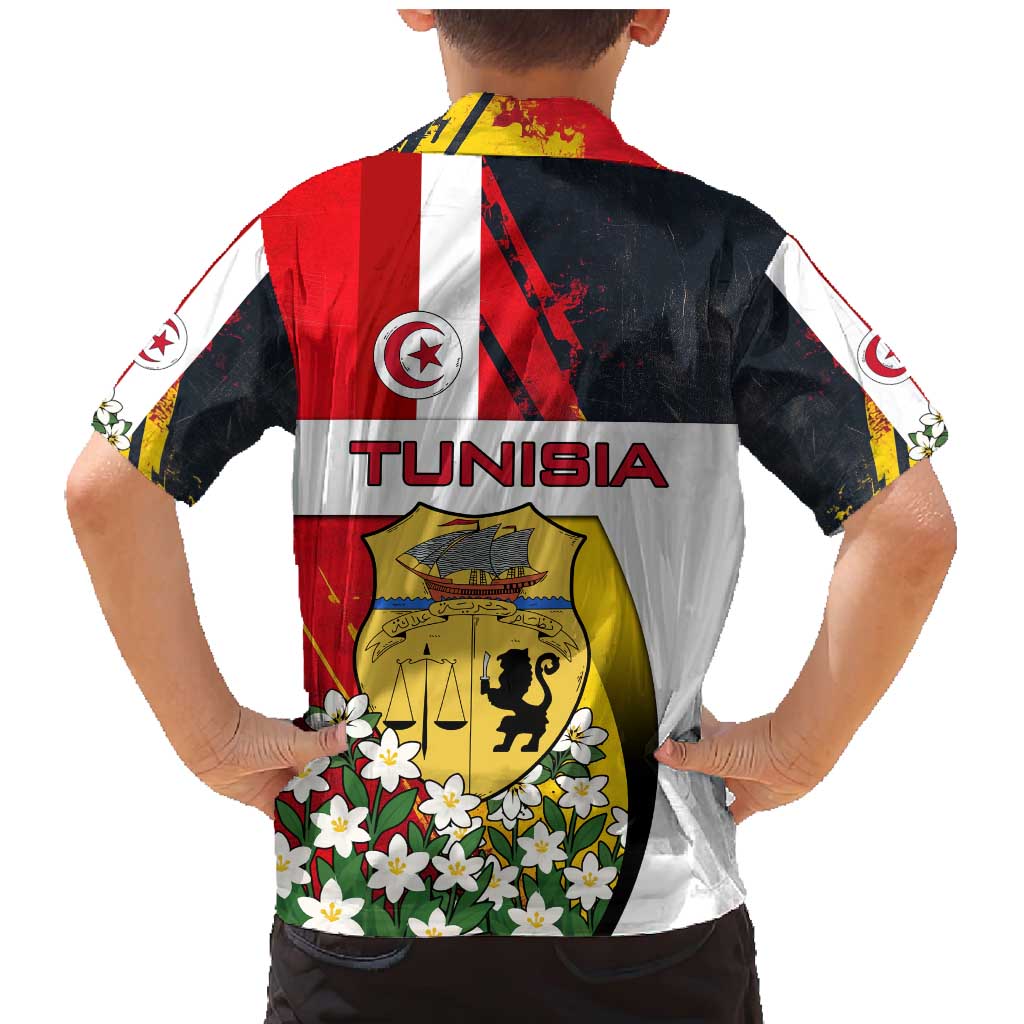 Tunisia Family Matching Mermaid Dress and Hawaiian Shirt with Camel, Jasmine Flowers, and National Flag Design