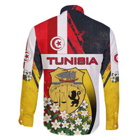 Tunisia Family Matching Off Shoulder Maxi Dress and Hawaiian Shirt with Camel, Jasmine Flowers, and National Flag Design