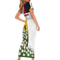 Tunisia Family Matching Short Sleeve Bodycon Dress and Hawaiian Shirt with Camel, Jasmine Flowers, and National Flag Design