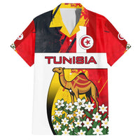 Tunisia Family Matching Tank Maxi Dress and Hawaiian Shirt with Camel, Jasmine Flowers, and National Flag Design