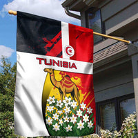 Tunisia Garden Flag with Camel, Jasmine Flowers, and National Flag Design