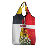 Tunisia Grocery Bag with Camel, Jasmine Flowers, and National Flag Design