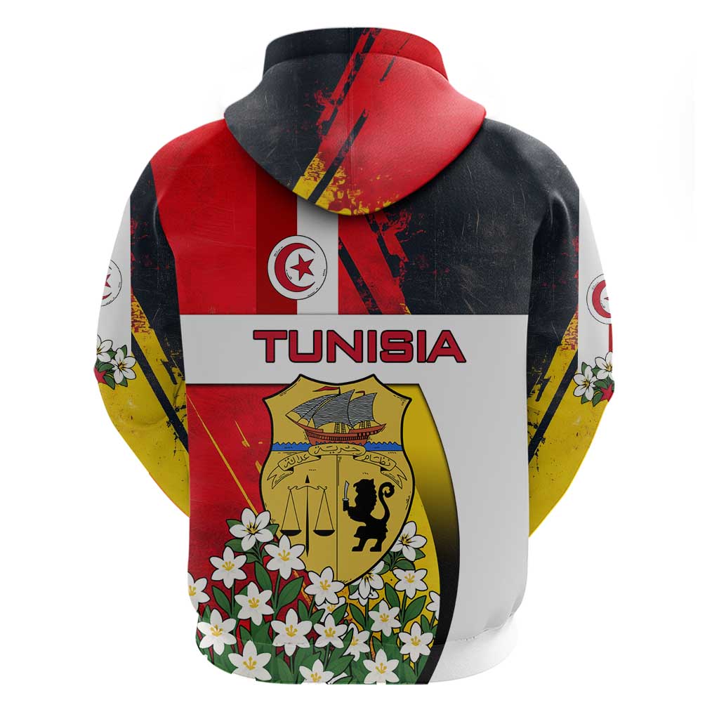 Tunisia Hoodie with Camel, Jasmine Flowers, and National Flag Design