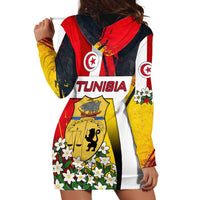 Tunisia Hoodie Dress with Camel, Jasmine Flowers, and National Flag Design