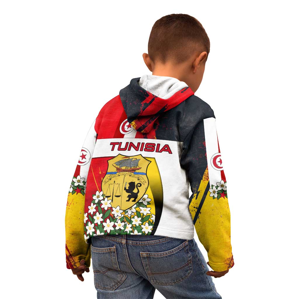 Tunisia Kid Hoodie with Camel, Jasmine Flowers, and National Flag Design