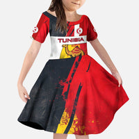 Tunisia Kid Short Sleeve Dress with Camel, Jasmine Flowers, and National Flag Design