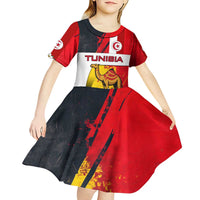 Tunisia Kid Short Sleeve Dress with Camel, Jasmine Flowers, and National Flag Design