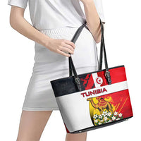 Tunisia Leather Tote Bag with Camel, Jasmine Flowers, and National Flag Design