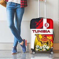 Tunisia Luggage Cover with Camel, Jasmine Flowers, and National Flag Design