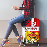 Tunisia Luggage Cover with Camel, Jasmine Flowers, and National Flag Design