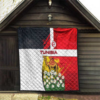 Tunisia Quilt with Camel, Jasmine Flowers, and National Flag Design
