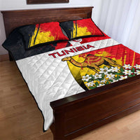 Tunisia Quilt Bed Set with Camel, Jasmine Flowers, and National Flag Design