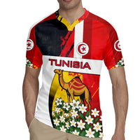 Tunisia Rugby Jersey with Camel, Jasmine Flowers, and National Flag Design