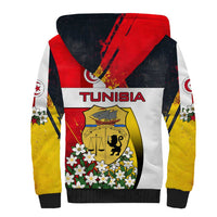 Tunisia Sherpa Hoodie with Camel, Jasmine Flowers, and National Flag Design