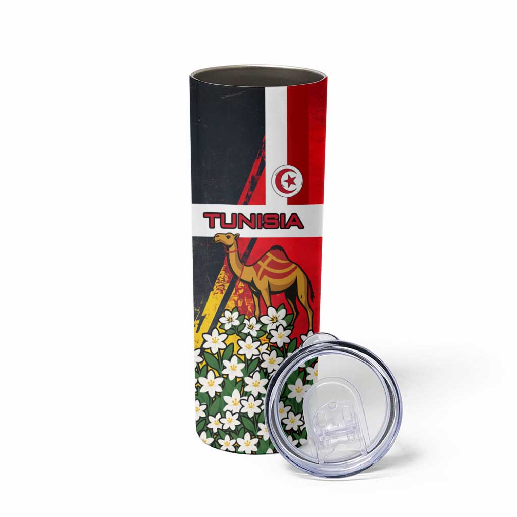 Tunisia Skinny Tumbler with Camel, Jasmine Flowers, and National Flag Design