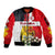 Tunisia Sleeve Zip Bomber Jacket with Camel, Jasmine Flowers, and National Flag Design