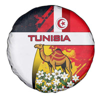 Tunisia Spare Tire Cover with Camel, Jasmine Flowers, and National Flag Design