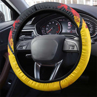 Tunisia Steering Wheel Cover with Camel, Jasmine Flowers, and National Flag Design