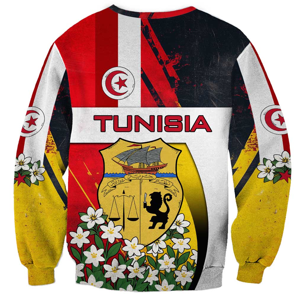 Tunisia Sweatshirt with Camel, Jasmine Flowers, and National Flag Design