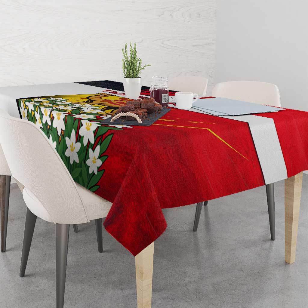 Tunisia Tablecloth with Camel, Jasmine Flowers, and National Flag Design