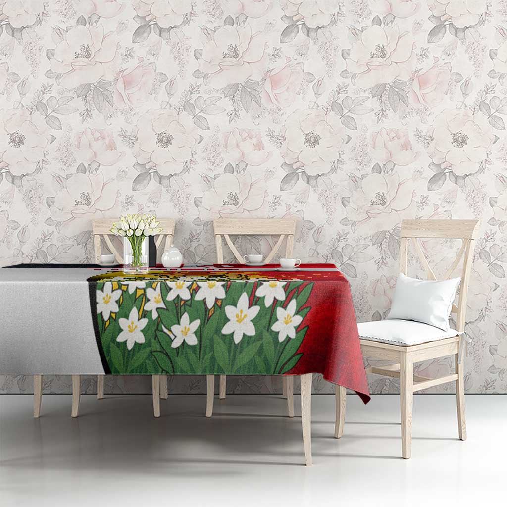 Tunisia Tablecloth with Camel, Jasmine Flowers, and National Flag Design