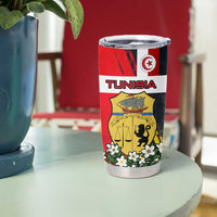 Tunisia Tumbler Cup with Camel, Jasmine Flowers, and National Flag Design