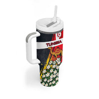 Tunisia Tumbler With Handle with Camel, Jasmine Flowers, and National Flag Design