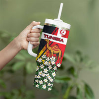 Tunisia Tumbler With Handle with Camel, Jasmine Flowers, and National Flag Design