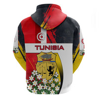 Tunisia Zip Hoodie with Camel, Jasmine Flowers, and National Flag Design
