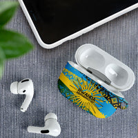 Rwanda Independence Day AirPods Case Tribal Geometric Pattern - National Coat Of Arms And Sunburst