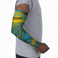 Rwanda Independence Day Arm Sleeves Tribal Geometric Pattern - National Coat Of Arms And Sunburst