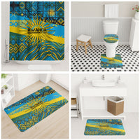 Rwanda Independence Day Bathroom Set Tribal Geometric Pattern - National Coat Of Arms And Sunburst