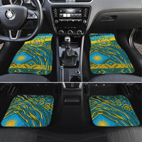 Rwanda Independence Day Car Mats Tribal Geometric Pattern - National Coat Of Arms And Sunburst
