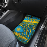 Rwanda Independence Day Car Mats Tribal Geometric Pattern - National Coat Of Arms And Sunburst