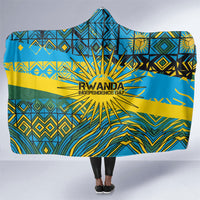 Rwanda Independence Day Hooded Blanket Tribal Geometric Pattern - National Coat Of Arms And Sunburst