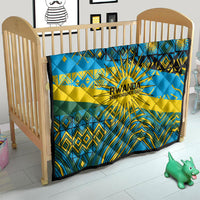 Rwanda Independence Day Quilt Tribal Geometric Pattern - National Coat Of Arms And Sunburst