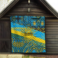Rwanda Independence Day Quilt Tribal Geometric Pattern - National Coat Of Arms And Sunburst