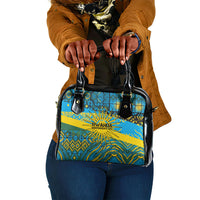 Rwanda Independence Day Shoulder Handbag Tribal Geometric Pattern - National Coat Of Arms And Sunburst