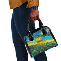 Rwanda Independence Day Shoulder Handbag Tribal Geometric Pattern - National Coat Of Arms And Sunburst