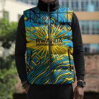 Rwanda Independence Day Sleeveless Puffer Jacket Tribal Geometric Pattern - National Coat Of Arms And Sunburst