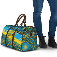Rwanda Independence Day Travel Bag Tribal Geometric Pattern - National Coat Of Arms And Sunburst