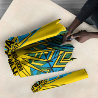 Rwanda Independence Day Umbrella Tribal Geometric Pattern - National Coat Of Arms And Sunburst