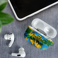 Rwanda Independence Day AirPods Case Distressed Grunge Flag Design - Broken Chains And 1962 Graphic